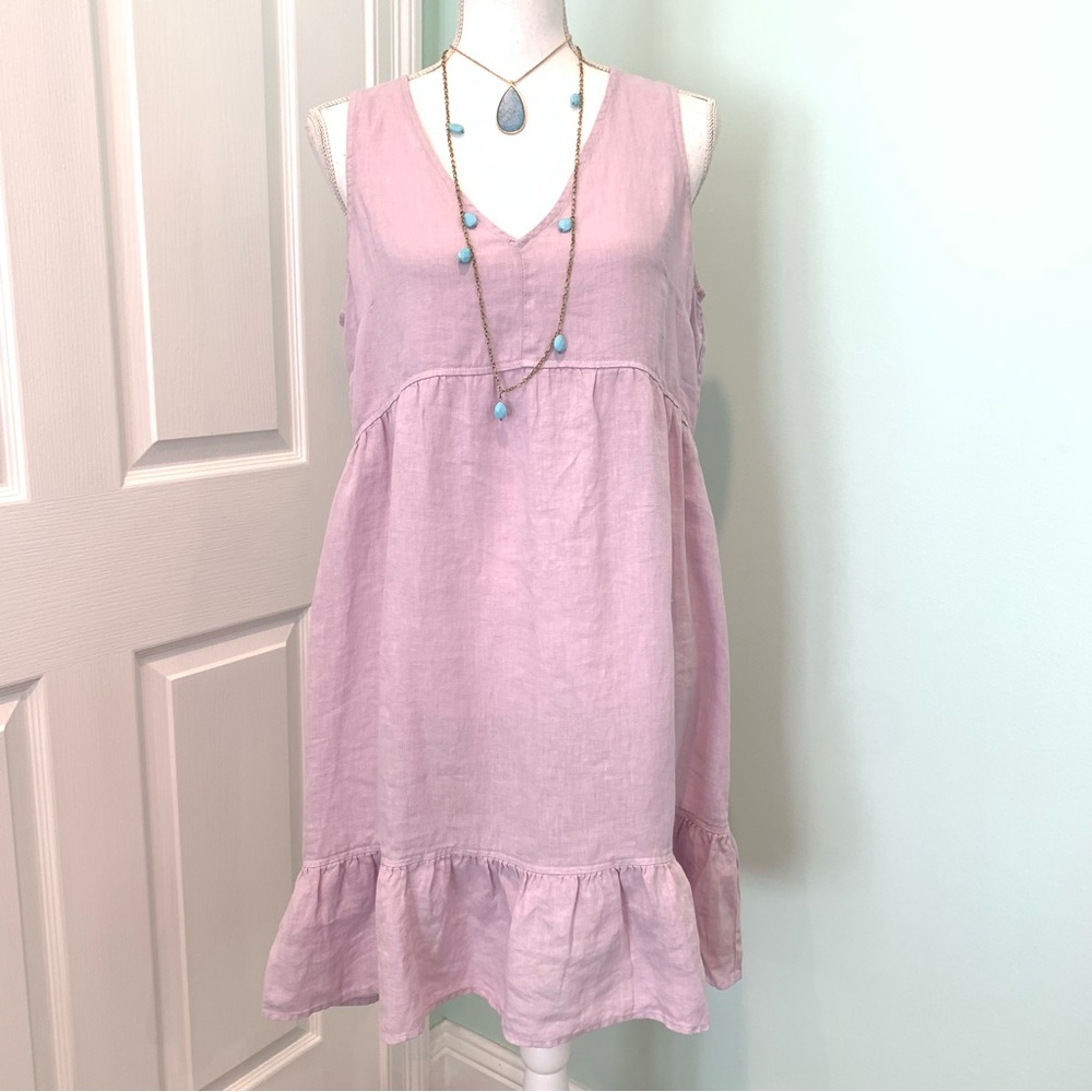 NWT Cynthia Rowley Lilac Lavender Linen Ruffle Dress Medium M NEW